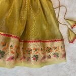 Pastel Green Crush Tissue Silk Paavadai in Paithani Border & Pink Raw Silk Top (Ready to Dispatch)