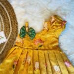 Yellow Pichwai Silk One Side Sleeve Frock -(Ready to Dispatch)