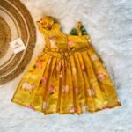 Yellow Pichwai Silk One Side Sleeve Frock -(Ready to Dispatch)