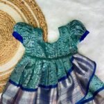 Light Blue & Dark Blue layered Semi Kanchipattu Frock - (Ready to Dispatch)