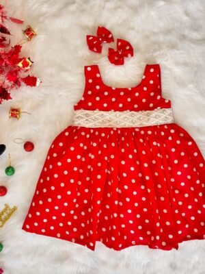 Red Polka Dot Rayon Christmas Gown (Jingle Bells Edits) - Pre Booking