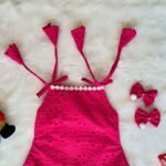 Pink Hakoba A-line Frock designed with White Lace (Jingle Bells Edits) - Pre Booking