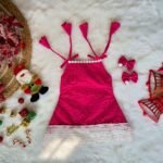 Pink Hakoba A-line Frock designed with White Lace (Jingle Bells Edits) - Pre Booking