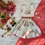 White color Pure Cotton Christmas Skirt & Top (Jingle Bells Edits) - Pre Booking