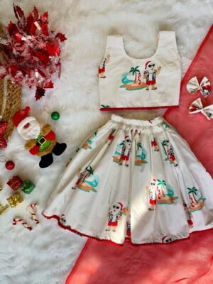 White color Pure Cotton Christmas Skirt & Top (Jingle Bells Edits) - Pre Booking