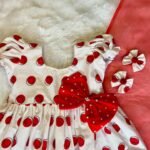 Red & White Polka Dot Christmas Frock (Jingle Bells Edits) - Pre Booking