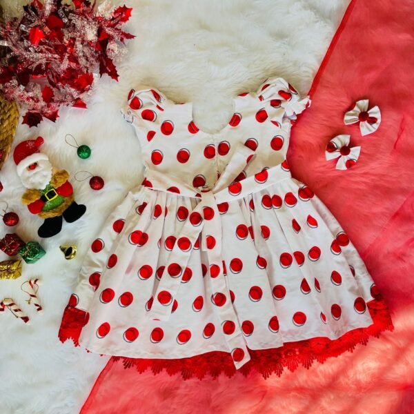 Red & White Polka Dot Christmas Frock (Jingle Bells Edits) - Pre Booking