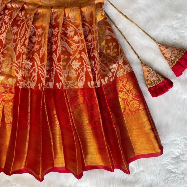 Red Color Semi Kanchipattu Lehenga set for your Little Girl (Ready to Dispatch)