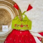 Red Color Paithani Skirt & Green Color Raw Silk Top (Pre Booking)