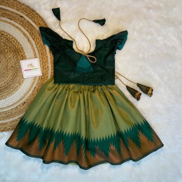 Olive Green with Dark Green Semi Kanchipattu Paavadai & Sattai (Ready to Dispatch)