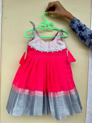 Neon Pink with Silver Color Border Gown - (Ready to Dispatch)