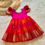 Paalum Pazhamum Checks Classic Semi Kanchipattu Frock - (Pre Booking)