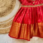 Red Semi Silk Kanchipattu Frock (Pre Booking)