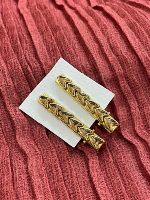 Gold Heart Shaped Kundan Stone Work Alligator Hair Clip for Kids & Girls - MODEL 9