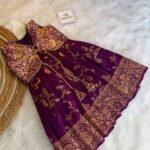 LUXURY PURPLE - Floral Weaving Semi Banarasi Frock with Sleeveless Jacket (Pre Booking)