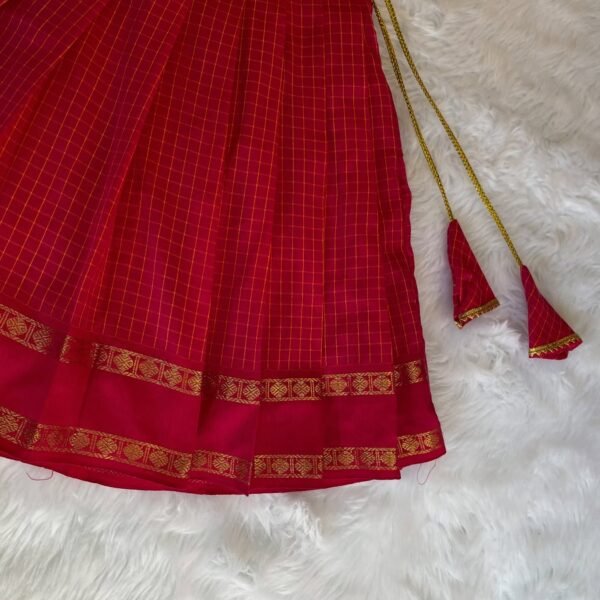 Handloom Silk Cotton Zari Checked Paavadai & Sattai - Indian Pink - (Pre Booking)