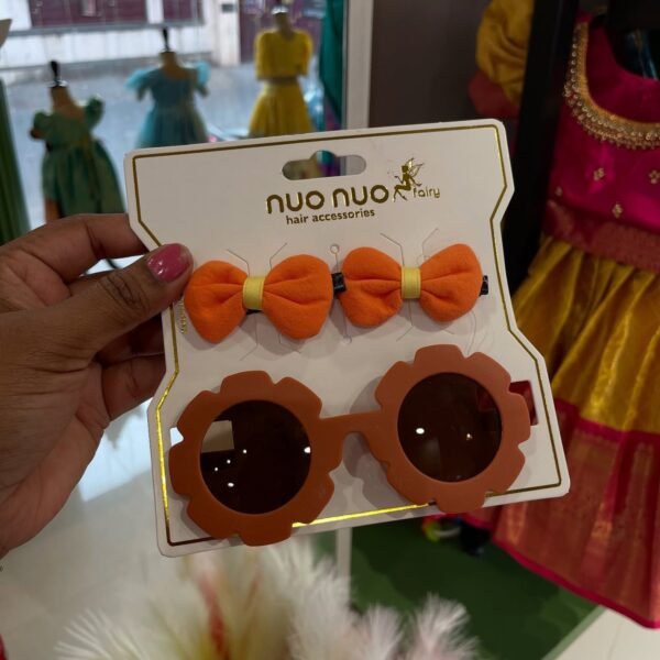 Baby Sunglass with Hair Clip set - ORANGE (Ready to Dispatch)