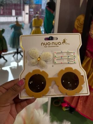 Baby Sunglass with Hair Clip set - MUSTARD YELLOW (Ready to Dispatch)