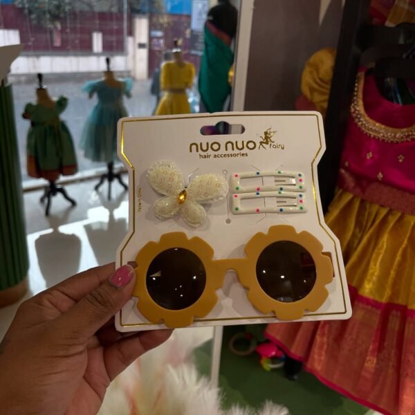Baby Sunglass with Hair Clip set - MUSTARD YELLOW (Ready to Dispatch)