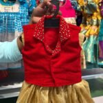 Gold Tissue Silk Frock and Red Velvet Shirt (Pre Booking)
