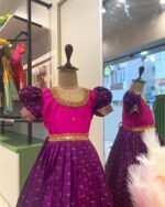Purple & Pink Color Semi Pattu Gown (Pre Booking)