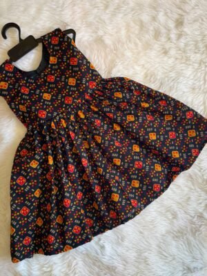 Black Pure Cotton Sleeveless Frock (Pre-Booking)