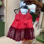 Peach & Maroon Handloom Cotton Madurai Sungudi Frock (Ready to Dispatch)