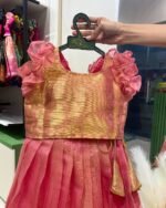 Light Pink Banarasi Tissue silk Paavadai and Sattai (Pre Booking)