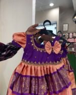 Peach & Voilet Layered Kanchipattu Gown (Pre Booking)