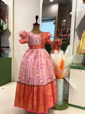 Pink Pichwai Frock with Separate Duppatta - (Pre Booking)