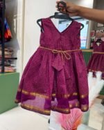 Magenta Color Pure Handloom Silk Cotton Frock (Summer Edits) (Ready to Dispatch)