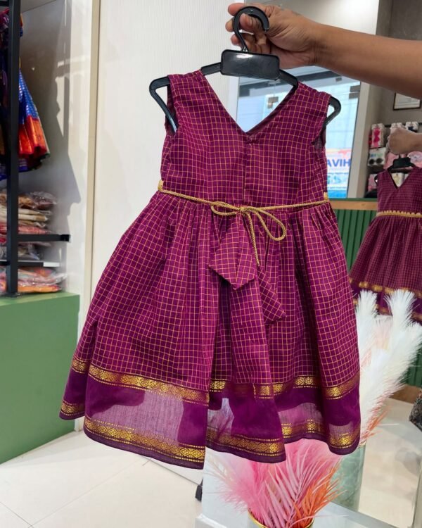 Magenta Color Pure Handloom Silk Cotton Frock (Summer Edits) (Ready to Dispatch)