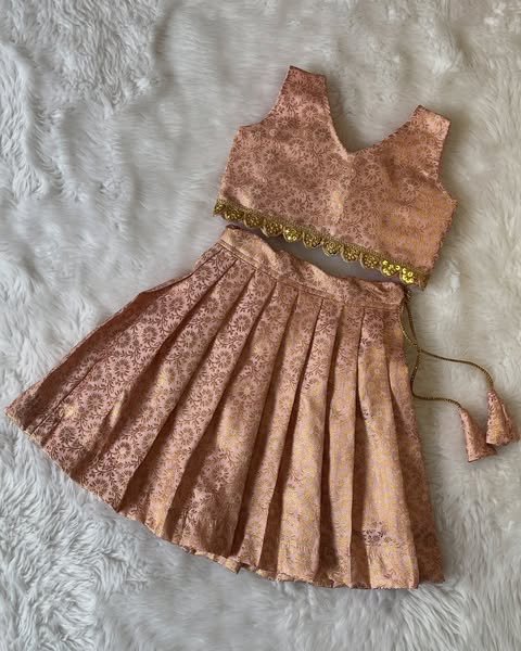 Banarasi weave Pattu Lehenga Set - Blushing Peach (Pre Booking)