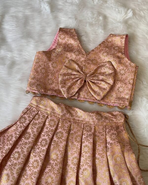 Banarasi weave Pattu Lehenga Set - Blushing Peach (Pre Booking)