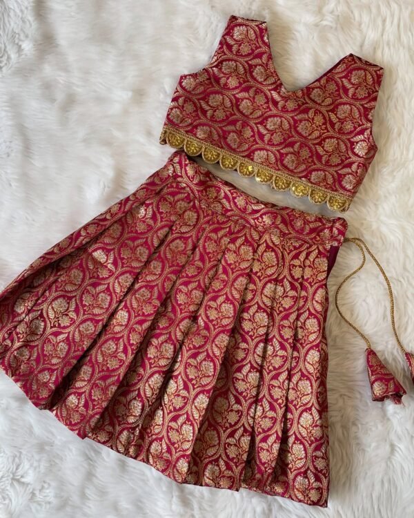 Banarasi weave Pattu Lehenga Set - Royal Maroon (Pre Booking)