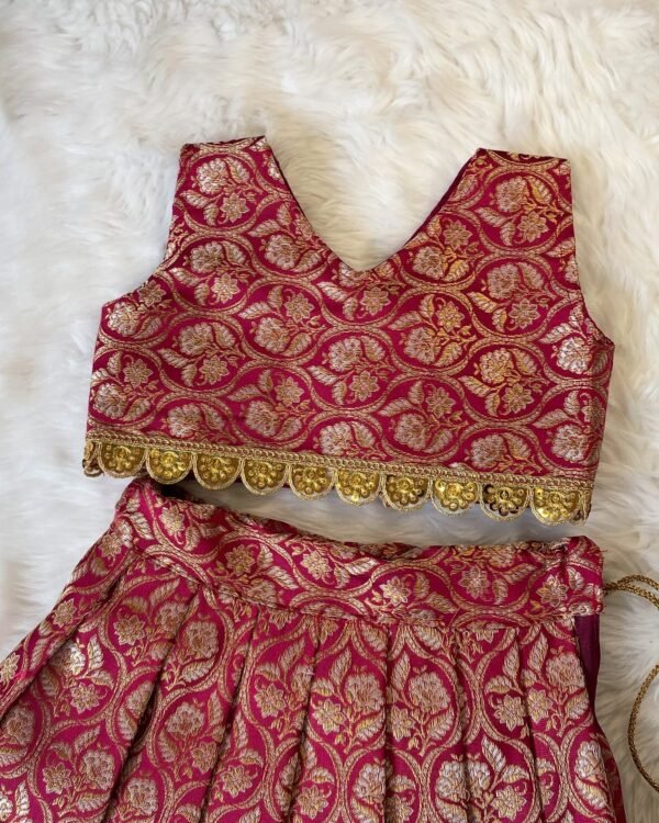 Banarasi weave Pattu Lehenga Set - Royal Maroon (Pre Booking)