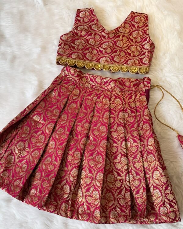 Banarasi weave Pattu Lehenga Set - Royal Maroon (Pre Booking)