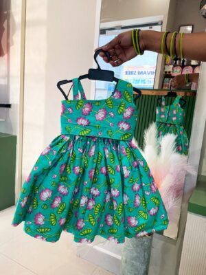 Sea Blue Floral Cotton Mini Skirt and Top(Summer Edits) - Pre Booking