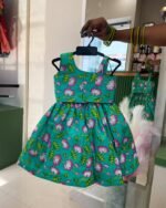 Sea Blue Floral Cotton Mini Skirt and Top(Summer Edits) - Pre Booking