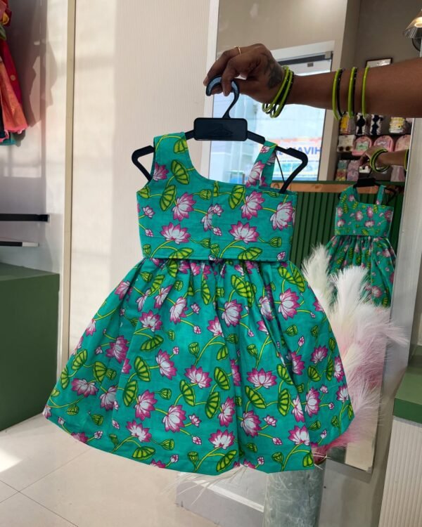 Sea Blue Floral Cotton Mini Skirt and Top(Summer Edits) - Pre Booking