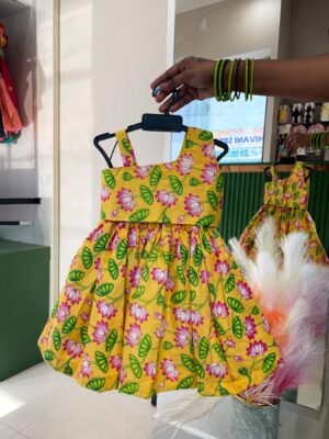 Yellow Floral Cotton Mini Skirt and Top(Summer Edits) - Pre Booking
