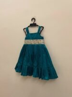 Ramar Green Silk Midi Gown - Frill Type & Strap Shoulder Design (Pre-Booking)