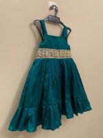Ramar Green Silk Midi Gown - Frill Type & Strap Shoulder Design (Pre-Booking)