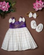Traditional Noolukettu Kerala Frock Combo Set- Voilet (Pre booking)