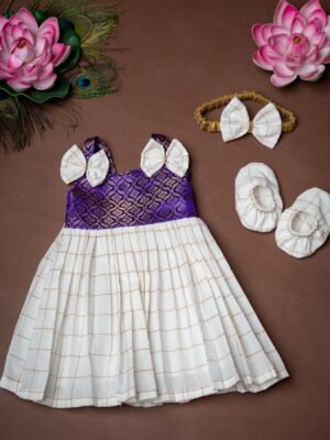 Traditional Noolukettu Kerala Frock Combo Set- Voilet (Pre booking)