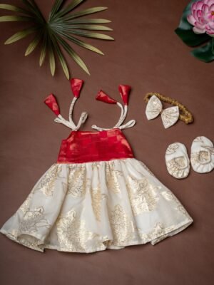Traditional Noolukettu Kerala Frock Combo Set- Pink (Pre booking)