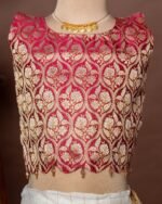 Royal Maroon Banarasi Scallop Design Top and Traditional Kerala Cotton Checked Design Skirt - Minmini Onam Collections (Pre booking)