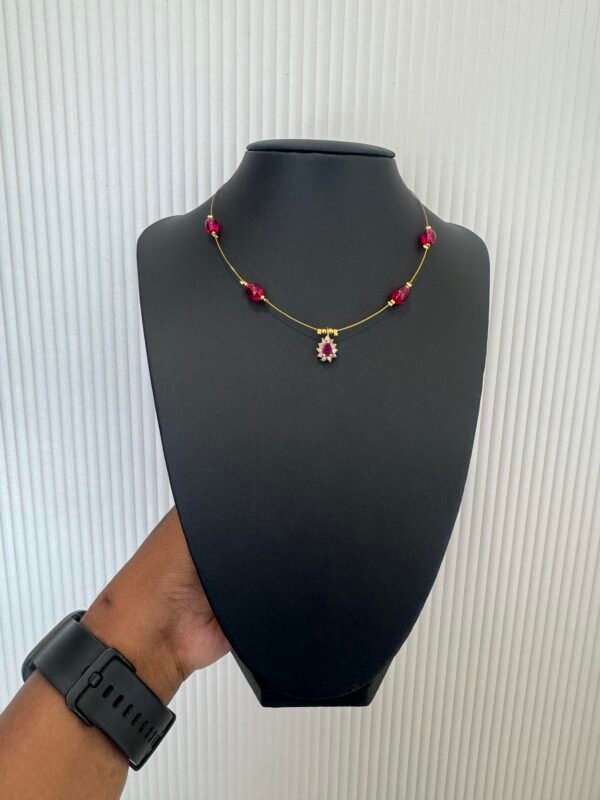 White and Pink Ad stone Pendant invisible necklace - INC003
