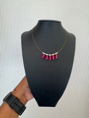 Pink Drop Beads Pendant invisible necklace - INC016