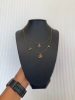 Double Layered White Ad stone pendant invisible necklace – INC022